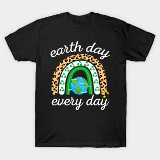 Earth Day Every Day Leopard Rainbow T-Shirt